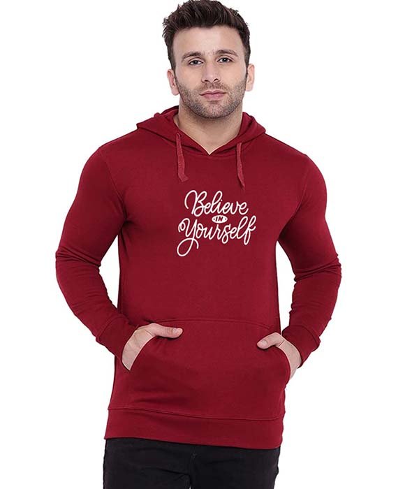 believe in yourslef hoodies for men's and boys on bigmunks maroon