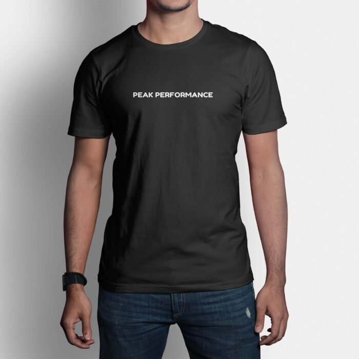 TYPOGRAPHY: Peak Performance Printed T-Shirt - Black Men's Cotton 180 GSM (Vinyl Print)