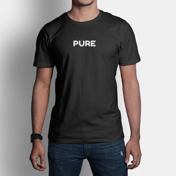 TYPOGRAPHY: Pure Printed T-Shirt - Black Men's Cotton 180 GSM (Vinyl Print)